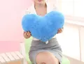 Blue heart-shaped plush pillow with soft fur texture for home decor and gifts - Blue