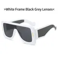 Futuristic square oversized white frame sunglasses with dark grey lenses for cycling - White Frame Dark Grey Lens