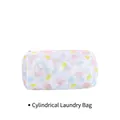 Cylindrical mesh laundry bag with cute cartoon animal prints and pink zipper - Cylinder Laundry Bag