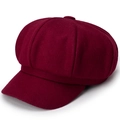 Gorra clásica tipo newsboy color burdeos para mujer en lana de alta calidad - Talla única / Burdeos