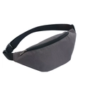 Waterproof charcoal grey oxford waist bag with adjustable nylon strap and metal zipper - Dark Gray