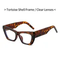Lunettes de soleil œil de chat rétro avec monture écaille et verres clairs pour femmes - Monture Demi Verres Transparents