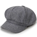 Gorra octogonal gris oscuro para mujer en fieltro de lana para el otoño - Talla única / Gris claro
