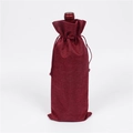 Burgundy linen wine bottle gift bag with drawstring closure for standard champagne bottles - Dark Wine Red