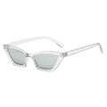 Retro cat eye sunglasses with transparent frame and silver reflective lenses - Transparent Grey Frame Silver Mirror Lens