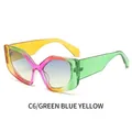 Rainbow frame cat-eye sunglasses with blue-yellow gradient lenses for a bold look - Rainbow Green Frame Blue Yellow Lenses