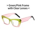 Lunettes de soleil œil de chat pour femmes avec monture dégradée vert et rose - Monture Rose Vert Verres Transparents