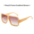 Retro oversized square sunglasses featuring orange translucent frames and gradient tea lenses - Orange Frame Gradient Tea Lens
