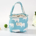 Borsa termica in tela blu con stampa orsi polari, coulisse e manici resistenti - Stile Coulisse / Orso Polare Blu