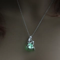 Luminous mermaid necklace with glowing green bead pendant on silver chain for women - Yellow-Green Luminous Mermaid (NY314)