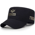 Military style black canvas cadet cap featuring Air Force and US Army embroidery - Adjustable / Black