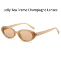 Vintage oval sunglasses with jelly tea frames and champagne lenses for women - Jelly Tea Frame & Champagne Lenses