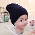 Dark blue knitted beanie hat for toddlers aged 1-5, warm stretchy winter skull cap - Adjustable / Navy Blue