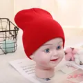 Toddler warm red knit beanie hat with ribbed texture for kids aged 1-5 years old - Adjustable / Red