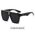Occhiali da sole squadrati oversize C1 con montatura nera e lenti grigie fumo - Montatura Nera Lenti Grigio Nero