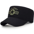 Berretto militare nero in cotone con ricamo U.S. ARMY ed emblema a stella, vista laterale - Regolabile / Nero