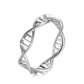 Anillo minimalista de doble hélice ADN en oro rosa con patrón trenzado de acero fino - 5# / Color Acero