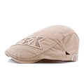 Beige cotton beret with BX embroidery and adjustable metal buckle for men and women - Khaki