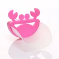 Pink crab-shaped faucet extender for children's hand washing with white silicone guide - Crab / Pink/Transparent