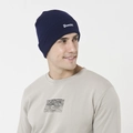 Men's winter knit beanie in dark blue paired with a light grey sweatshirt with logo - M (56-58cm) / Navy Drunken Slogan