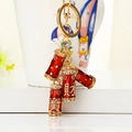 Portachiavi portafortuna Kylin rosso e oro con caratteri cinesi di ricchezza e decori a stelle - Petardi della Fortuna