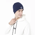 Dark blue knitted beanie hat for men featuring white Don't Forget to Smile text embroidery - M (56-58cm) / Navy Smile Slogan