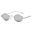 Steampunk small oval sunglasses with silver metal frame and mirrored lenses - Silver Frame Silver Mirror Lens