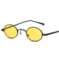 Retro steampunk sunglasses with oval black frames and yellow lenses on white background - Black Frame Yellow Lens