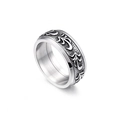 Bague pour homme en acier titane avec relief de vignes noires de style vintage - Taille 10 (US 10) / Couleur Acier