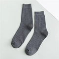Men's mid-calf cotton socks in dark grey featuring a ribbed texture and minimalist design - One Size / Dark Gray