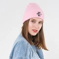 Pink knitted beanie for men with black DON'T FORGET TO SMILE embroidery decoration - M (56-58cm) / Pink Smile Slogan