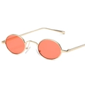 Steampunk retro oval sunglasses with golden metal frame and bright orange lenses - Gold Frame Transparent Red