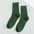 Dark green cotton crew socks for men featuring classic ribbed texture and comfortable cuff - One Size / Dark Green