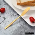 Golden brushed 304 stainless steel butter knife with long handle, 16.5x1.8cm size - 304 Stainless Steel Titanium Gold