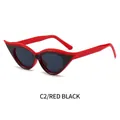 Occhiali da sole cat eye montatura rossa e lenti nere in stile moda hip hop retrò - Montatura Rossa Lente Grigio Scuro