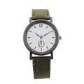 Quartz watch with olive green suede strap, silver glitter dial and blue metallic hands - Green