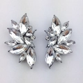 Elegant marquise-cut crystal leaf cluster stud earrings with gunmetal alloy base - Clear White