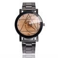 Minimalist punk style compass watch with gear dial design and gunmetal alloy band - Men's White Dial