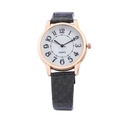 Montre à quartz pour femme avec boîtier doré, cadran blanc et bracelet noir pailleté - Noir