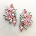 Bohemian marquise-cut crystal earrings with pink and AB aura stones in bronze alloy - Transparent Pink