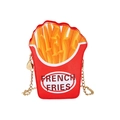 Creative french fries crossbody bag with red leather and golden metal chain strap - French Fries / Red