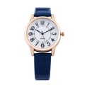 Stylish rose gold quartz watch with big numbers and shiny dark blue glitter strap - Sapphire Blue