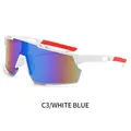 Gafas de ciclismo con montura blanca y roja y lentes degradadas azul-violeta C3 - Montura Blanca Roja Lentes Degradadas Azules (C3)