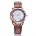 Montre quartz pour femme avec cadran violet et blanc et bracelet marron croco - Violet