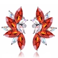 Gothic style winged earrings featuring red marquise gems and sparkling AB rhinestones - Transparent Red