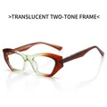 Polygonal geometric cat-eye glasses with green tea and amber gradient frames - Green Tea Frame Clear Lens