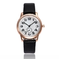 Elegant rose gold quartz watch with black honeycomb strap and white numeric dial - Black