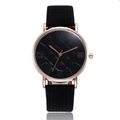 Fashion ultra-thin quartz watch with black grid strap and rose gold Roman numeral dial - Black