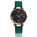 Women's quartz watch with diamond dial, diamond-cut case and green suede strap - Green