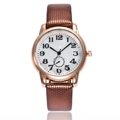 Women's quartz watch with rose gold case and brown snake-pattern embossed leather strap - Brown